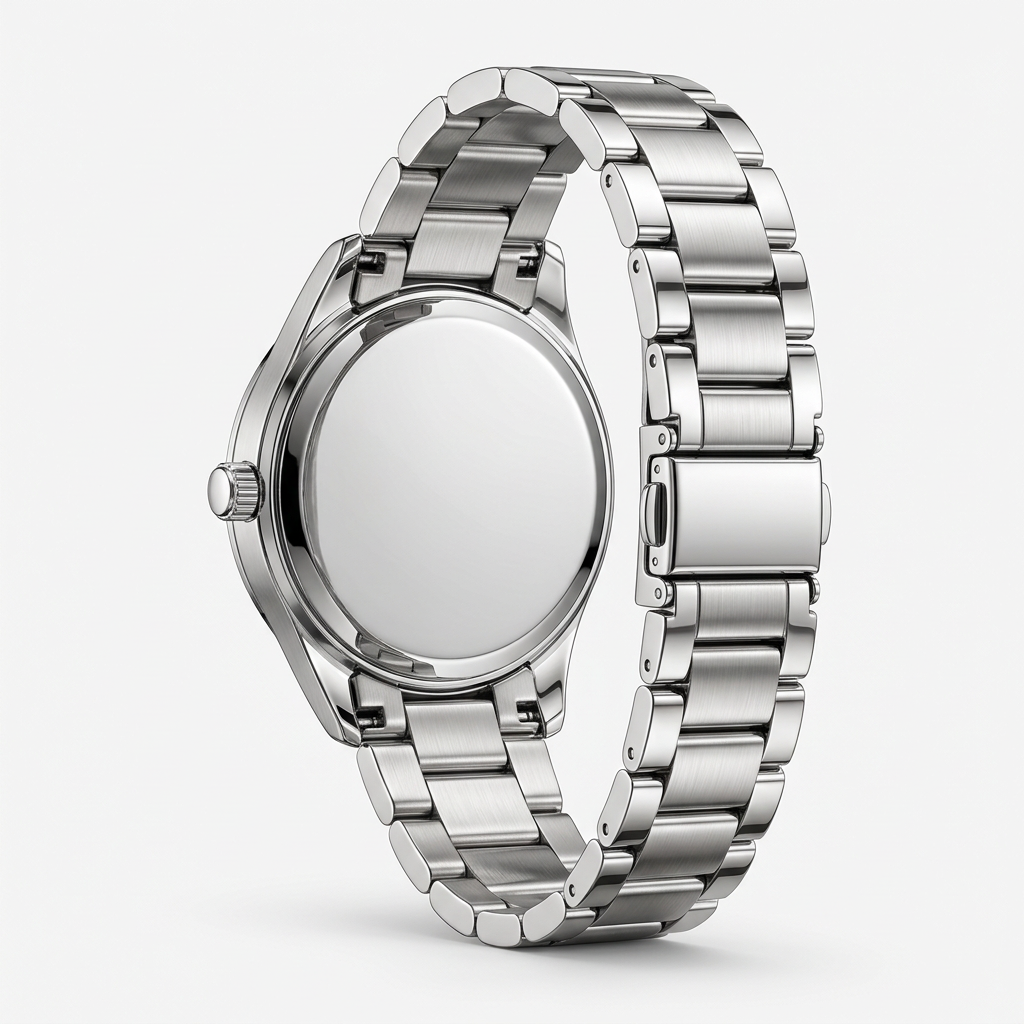 Minimalist silver women's watch - back view