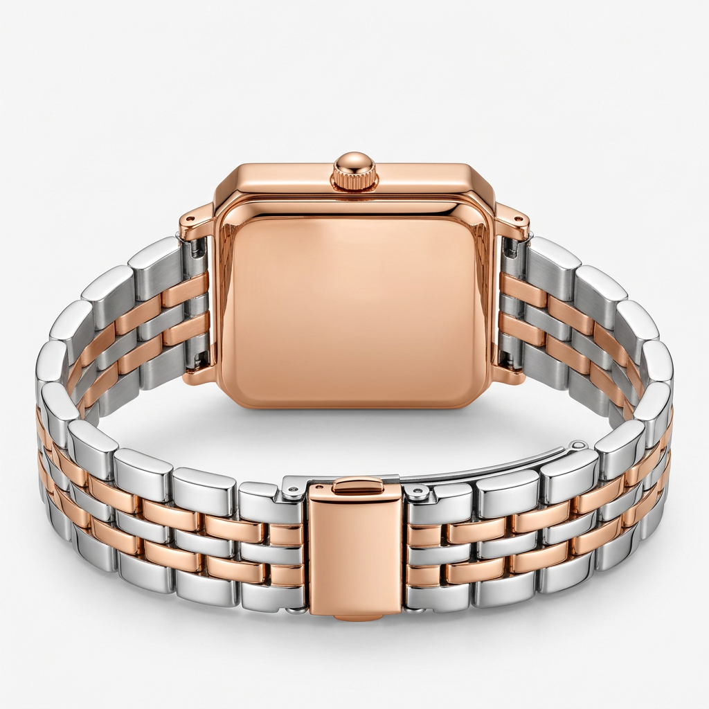 Two-Tone Diamond-Set Rose Gold Women's Watch - Back View
