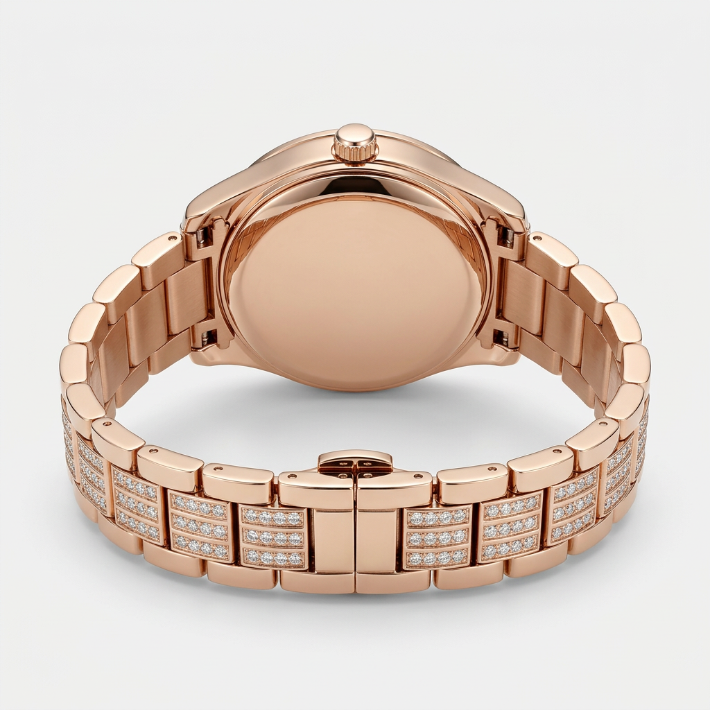 Women's Rose Gold Crystal-Set Watch – Back View